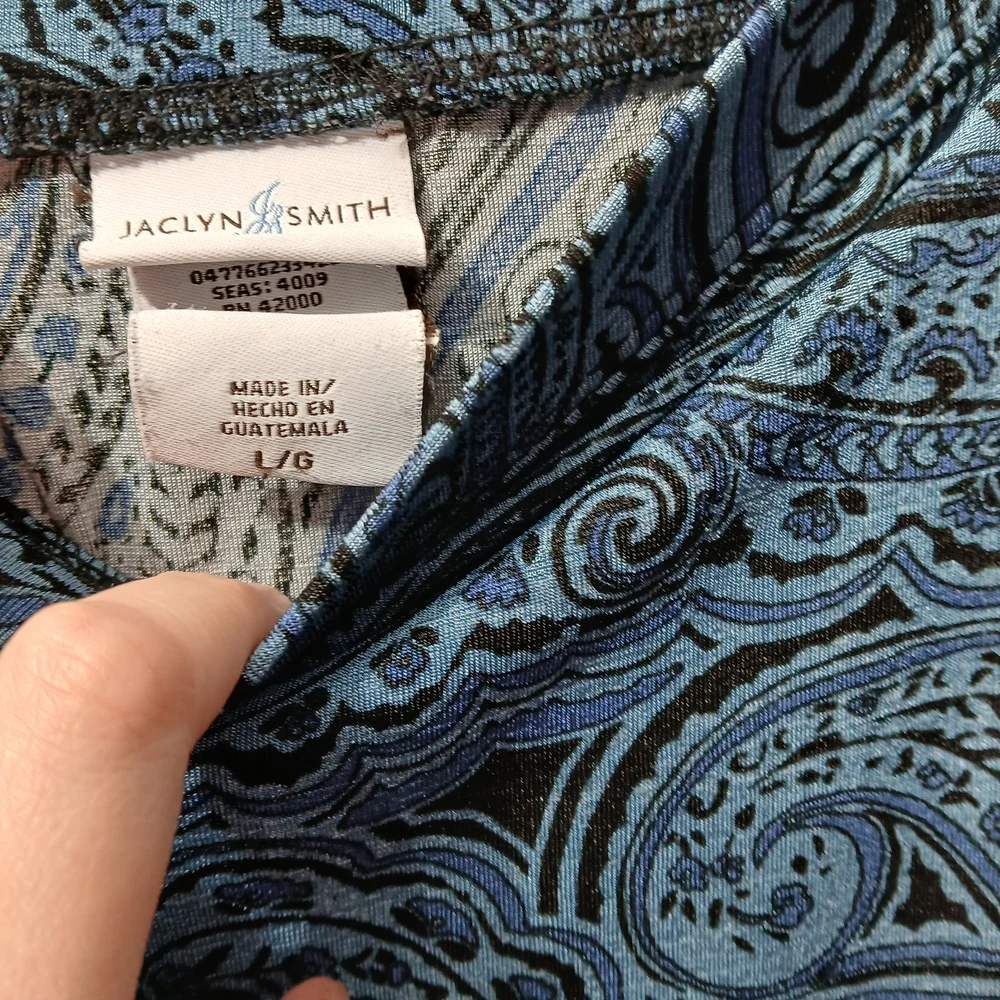 Jaclyn Smith A-Line Skirt in Blue and Black Paisley